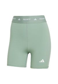 Adidas - Legginsy TECHFIT Short. Kolor: zielony. Materiał: materiał. Technologia: Techfit (Adidas). Długość: krótkie