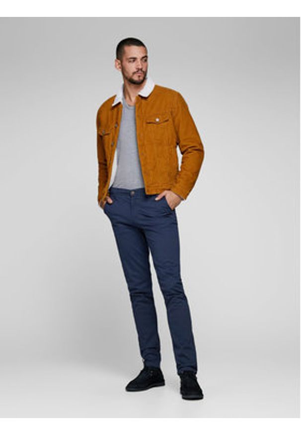 Jack & Jones Chinosy Marco 12150148 Granatowy Slim Fit. Kolor: niebieski. Materiał: bawełna
