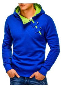 Ombre Clothing - Bluza męska z kapturem - niebieska/zielona PACO - S. Typ kołnierza: kaptur. Kolor: niebieski. Materiał: bawełna, poliester