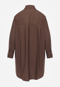 Renee - Brązowa Oversizowa Koszula z Bawełny z Eleganckimi Guzikami Rhenenore. Okazja: na co dzień. Kolor: brązowy. Materiał: bawełna. Długość: długie. Wzór: gładki. Styl: elegancki #2