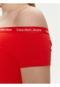 Calvin Klein Jeans Bluzka Logo J20J223098 Czerwony Slim Fit. Kolor: czerwony. Materiał: bawełna #2