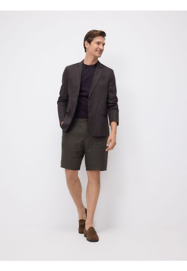 Reserved - T-shirt regular fit z lyocellem - ciemnofioletowy. Kolor: fioletowy. Materiał: bawełna