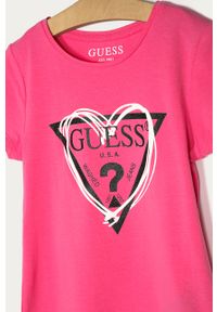 Guess - T-shirt dziecięcy 116-175 cm. Okazja: na co dzień. Kolor: różowy. Materiał: bawełna, dzianina, elastan. Wzór: nadruk. Styl: casual #3