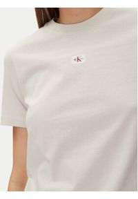 Calvin Klein Jeans T-Shirt J20J225243 Beżowy Regular Fit. Kolor: beżowy. Materiał: bawełna