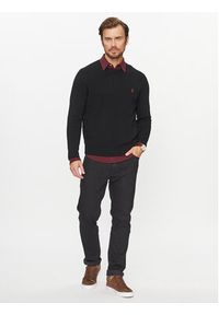 Polo Ralph Lauren Sweter 710810846020 Czarny Regular Fit. Typ kołnierza: polo. Kolor: czarny. Materiał: bawełna #5