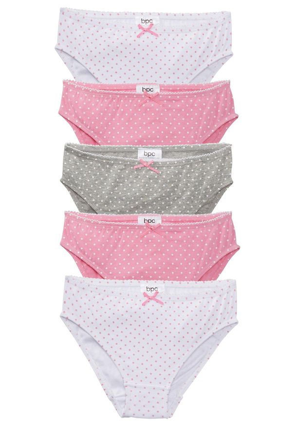 bonprix - Figi z miękką bawełną z satynową kokardką (5 par). Kolor: różowy. Materiał: satyna, elastan, bawełna
