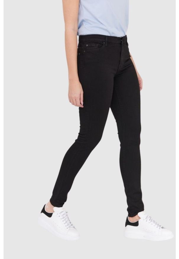 7 FOR ALL MANKIND Czarne jeansy damskie z wysokim stanem HW SKINNY SLIM ILLUSION RINSED BLACK, Rozmiar 30. Stan: podwyższony. Kolor: czarny