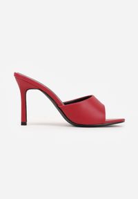 Renee - Bordowe Klapki z Wyciętą Cholewką Glyserris. Okazja: na imprezę, na co dzień. Kolor: czerwony. Materiał: skóra. Styl: casual, elegancki #3