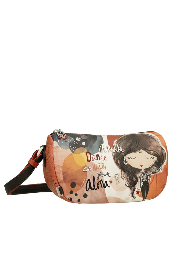 Pomarańczowa Stylowa Torebka Damska Na Ramię Anekke. Kolor: pomarańczowy. Wzór: napisy, haft, aplikacja. Dodatki: z haftem, z aplikacjami. Materiał: zdobione. Styl: elegancki. Rodzaj torebki: na ramię