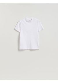Reserved - T-shirt slim fit - biały. Kolor: biały. Materiał: bawełna, dzianina #1