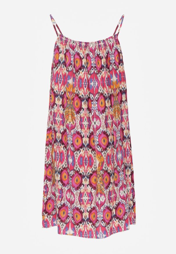 Renee - Fuksjowa Rozkloszowana Sukienka z Bawełny na Ramiączkach Tessadra. Okazja: na co dzień. Kolor: różowy. Materiał: bawełna. Długość rękawa: na ramiączkach. Styl: casual