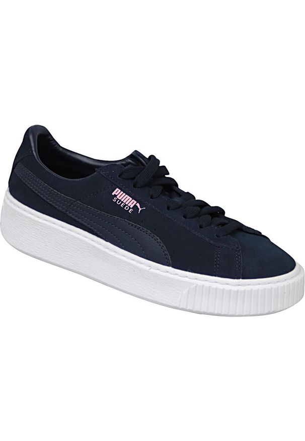 Buty sportowe dziewczęce, Puma Suede Platform JR. Kolor: niebieski. Obcas: na platformie. Model: Puma Suede. Sport: turystyka piesza