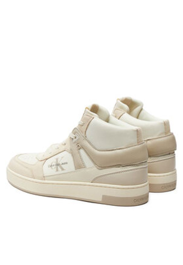 Calvin Klein Jeans Sneakersy Basket Cup Mid Laceup Lth Ml Mtr YM0YM00995 Beżowy. Kolor: beżowy. Materiał: materiał