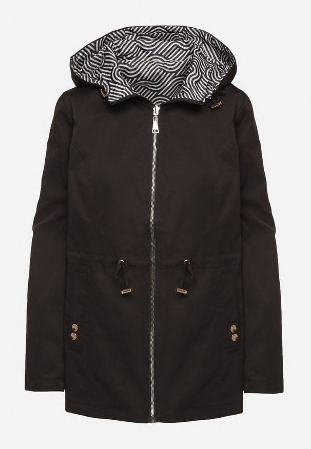 Born2be - Czarna Kurtka Parka o Dwustronnym Fasonie z Odpinanym Kapturem Desanilia. Okazja: na co dzień, na spacer. Kolor: czarny. Materiał: jeans. Styl: elegancki, casual
