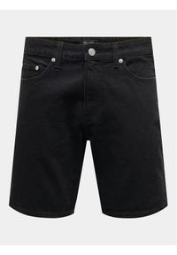 Only & Sons Szorty jeansowe Edge 22028012 Czarny Regular Fit. Kolor: czarny. Materiał: bawełna