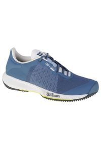 Buty do tenisa męskie, Wilson Kaos Swift. Zapięcie: sznurówki. Kolor: niebieski. Materiał: materiał, syntetyk, tkanina. Szerokość cholewki: normalna. Sport: tenis