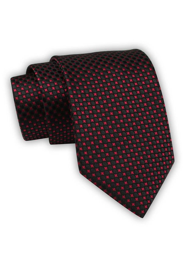 Krawat Alties (7 cm) - Drobny Rzucik, Odcienie Czerni i Czerwieni. Kolor: czerwony. Materiał: tkanina. Styl: elegancki, wizytowy