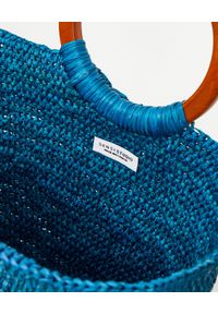 SENSI STUDIO - Niebieska torba ze słomy. Kolor: niebieski. Wzór: aplikacja. Styl: boho, wakacyjny #3