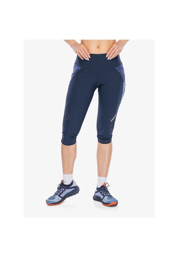 CRAZY - Legginsy do biegania damskie Crazy Mid-Short Pressure. Kolor: niebieski. Sport: fitness