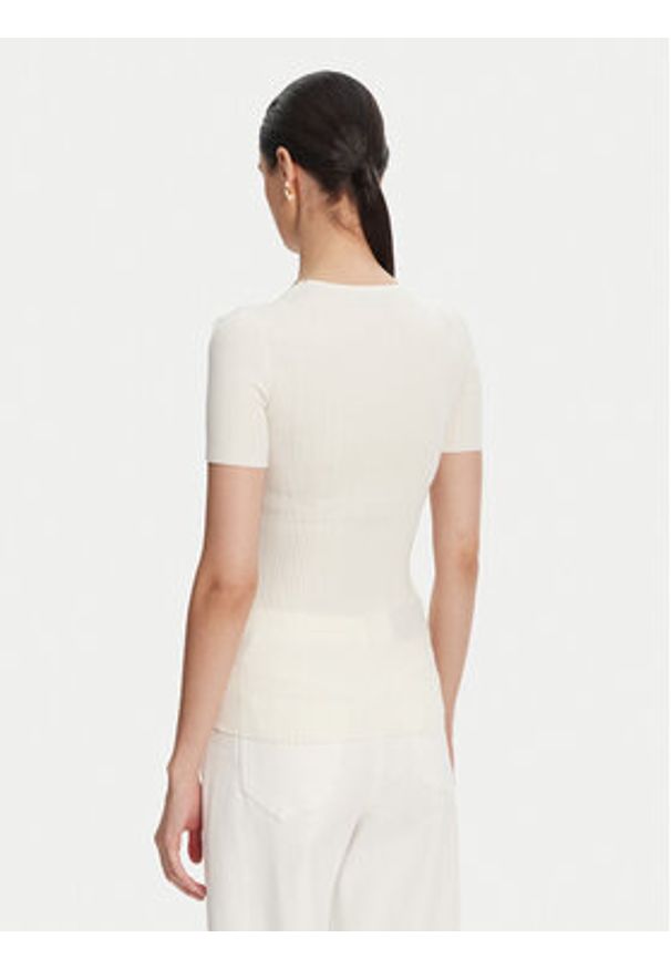 Elisabetta Franchi Sweter MK-55B-51E2 Biały Slim Fit. Kolor: biały. Materiał: syntetyk
