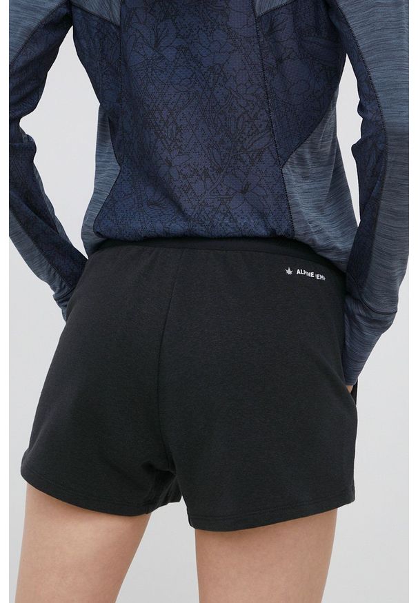 Salewa szorty sportowe Lavaredo damskie kolor czarny gładkie high waist. Stan: podwyższony. Kolor: czarny. Materiał: włókno, skóra, syntetyk, materiał. Wzór: gładki. Styl: sportowy