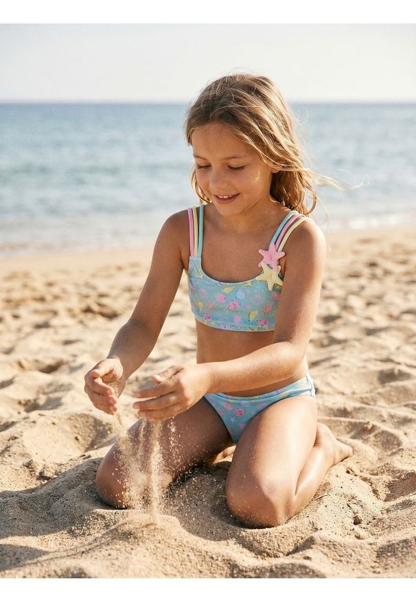 Sinsay - Strój kąpielowy dwuczęściowy z elementami 3D - zielony. Kolor: zielony