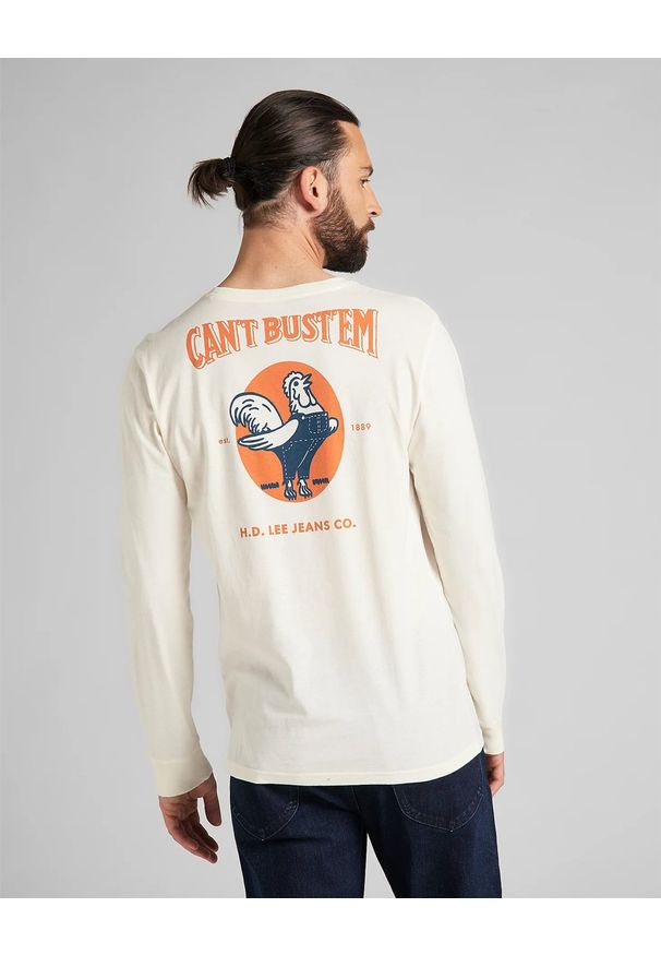 Lee - LEE LS CAN'T BUST'EM TEE MĘSKI LONGSLEEVE ECRU L62MFENQ 112140419. Długość rękawa: długi rękaw