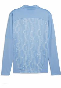 Puma - Męska bluza przedmeczowa z zamkiem 1/4 Manchester City PUMA. Kolor: biały, wielokolorowy, niebieski