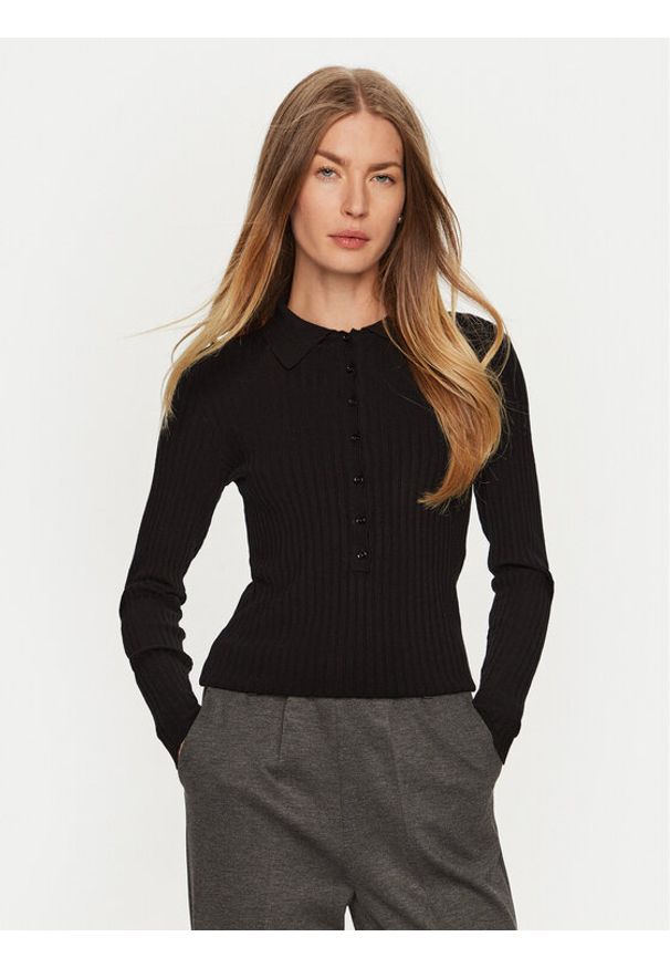 ViCOLO Sweter 22095S Czarny Slim Fit. Kolor: czarny. Materiał: syntetyk, wiskoza