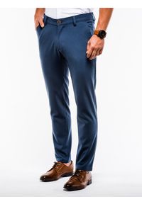 Ombre Clothing - Spodnie męskie chino P832 - niebieskie - S. Kolor: niebieski. Materiał: tkanina, poliester, elastan, wiskoza. Styl: klasyczny, elegancki #5