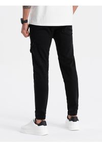 Ombre Clothing - Spodnie męskie JOGGERY z kieszenią cargo - czarne V2 OM-PADJ-0112 - XXL. Kolor: czarny. Materiał: materiał, bawełna, poliester, elastan #5