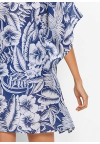 bonprix - Prześwitująca tunika plażowa. Okazja: na plażę. Typ kołnierza: dekolt w serek. Kolor: niebieski #3