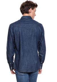 Wrangler - KOSZULA JEANSOWA MĘSKA WRANGLER L/S WESTERN SHIRT DARK INDIGO W5870O61E. Materiał: jeans. Długość rękawa: długi rękaw. Długość: długie. Wzór: jednolity. Styl: elegancki #4