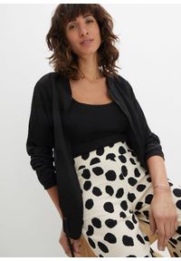 bonprix - Spodnie z dżerseju. Kolor: beżowy. Materiał: jersey. Wzór: kropki #2