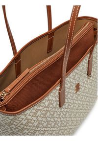 TOMMY HILFIGER - Tommy Hilfiger Torebka Th Monoplay Leather Tote AW0AW17379 Écru. Materiał: skórzane