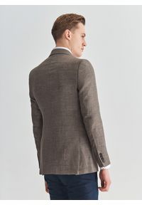 Brązowa marynarka męska premium P22SP-3X-019-A-S - Pako Lorente. Kolor: brązowy. Materiał: wełna, len. Wzór: gładki. Styl: klasyczny #3