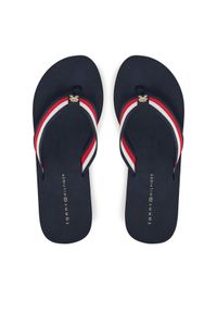 TOMMY HILFIGER - Tommy Hilfiger Japonki Th Corporate Wedge Beach Sandal FW0FW08520 Granatowy. Kolor: niebieski. Materiał: materiał