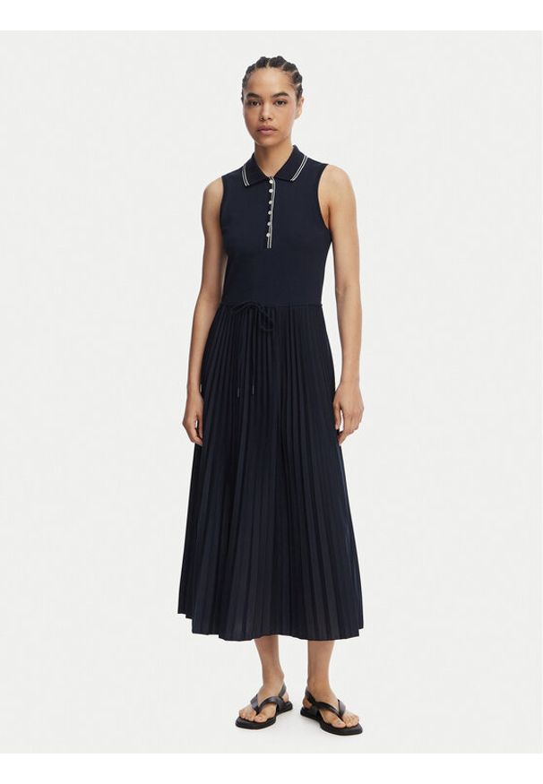 TOMMY HILFIGER - Tommy Hilfiger Sukienka codzienna 1985 Pleated WW0WW49621 Granatowy Regular Fit. Okazja: na co dzień. Kolor: niebieski. Materiał: syntetyk. Typ sukienki: proste. Styl: casual
