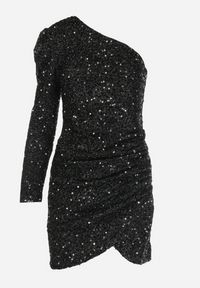 Born2be - Czarna Sukienka Asymetryczna Cekinowa Ary. Kolor: czarny. Typ sukienki: asymetryczne. Styl: elegancki #5