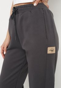 Born2be - Ciemnoszare Bawełniane Spodnie Dresowe o Kroju Jogger Falorwena. Okazja: na co dzień. Kolor: szary. Materiał: bawełna, dresówka. Styl: klasyczny, casual #3