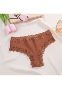 Intica - Figi z koronką na co dzień Georgica. Kolor: brązowy. Materiał: koronka. Wzór: koronka