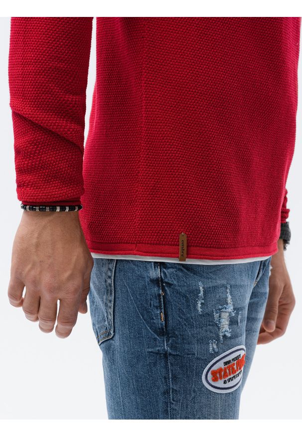 Czerwony sweter Ombre Clothing elegancki, na co dzień