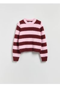 Reserved - Sweter w paski - wielobarwny. Materiał: dzianina, wełna. Wzór: paski