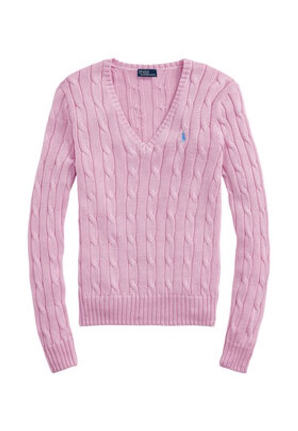 Polo Ralph Lauren Sweter 211971870006 Różowy Slim Fit. Typ kołnierza: polo. Kolor: różowy. Materiał: bawełna