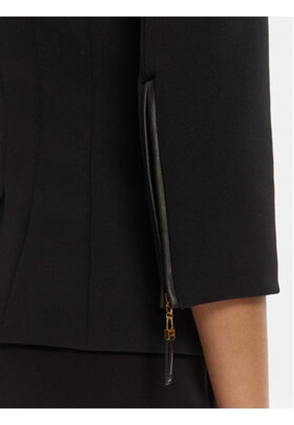 Elisabetta Franchi Marynarka GI-174-56E2 Czarny Regular Fit. Kolor: czarny. Materiał: syntetyk