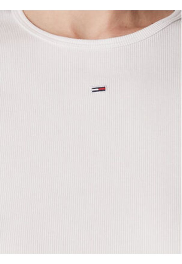 Tommy Jeans T-Shirt Essential DW0DW14876 Biały Slim Fit. Kolor: biały. Materiał: bawełna