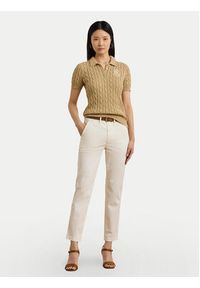 Lauren Ralph Lauren - LAUREN RALPH LAUREN Sweter 200932224011 Beżowy Slim Fit. Kolor: beżowy. Materiał: bawełna
