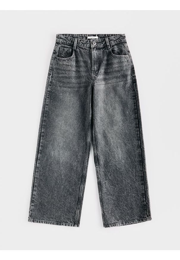 Reserved - Jeansy wide leg - szary. Kolor: szary