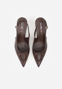 Renee - Brązowe Sandały na Szpilce Ozdobione Aplikacją z Cyrkoniami Isleheart. Zapięcie: sprzączka. Kolor: brązowy. Materiał: jeans. Wzór: aplikacja. Obcas: na szpilce. Styl: elegancki #6