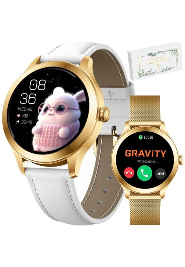 Smartwatch Gravity SMARTWATCH dziecięcy KOMUNIA T25 white/gold. Rodzaj zegarka: smartwatch